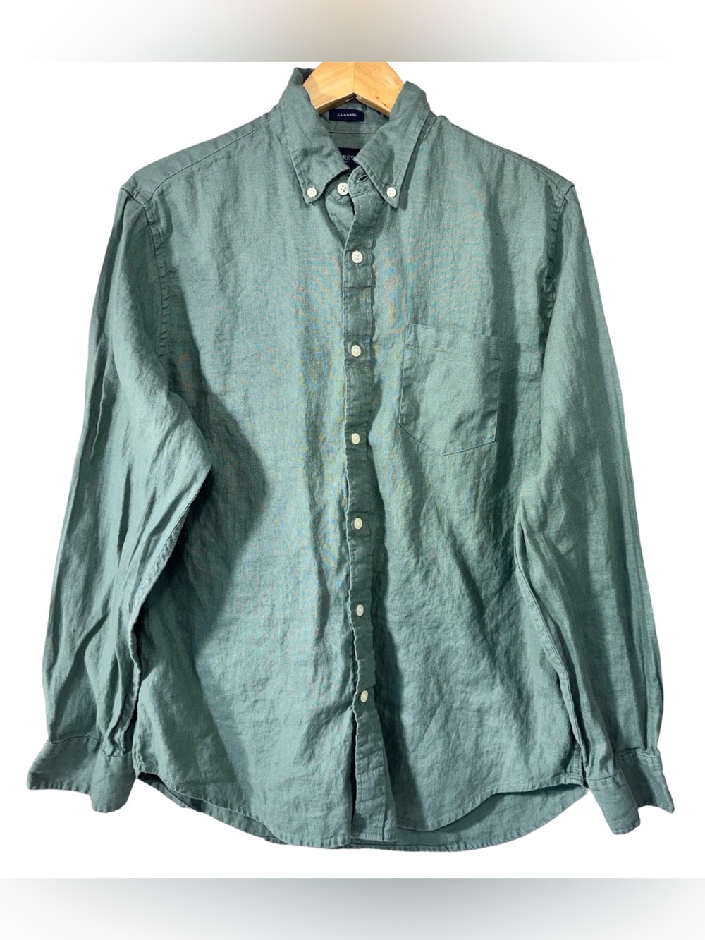 J. Crew Sage Green Button-Down Linen Shirt | Men’s M